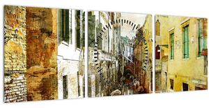 Obraz - Ulička v Benátkach (s hodinami) (90x30 cm)