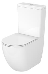 Cersanit Remo Oval, oválne kompaktné wc s WC sedadlom, vírivé splachovanie, biela lesklá, K3030-001