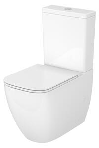 Cersanit Remo Square, hranaté kompaktné wc s WC sedadlom, vírivé splachovanie, biela lesklá, K3029-001