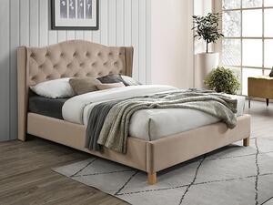 Čalúnená posteľ ASPEN VELVET 160 x 200 cm farba béžová/dub