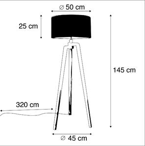 Moderná stojaca lampa drevo s čiernym tienidlom 45 cm - Puros
