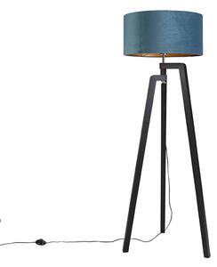 Stojací lampa statív čierna s modrým odtieňom a zlatom 50 cm - Puros