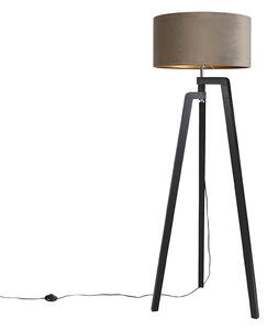 Stojací lampa statív čierna s tupým odtieňom a zlatom 50 cm - Puros