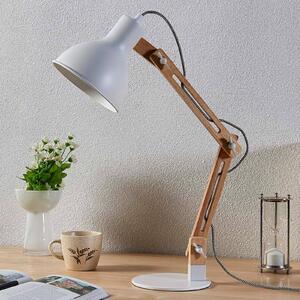 Drevená lampa na písací stôl Shivanja biele