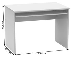 Tempo Kondela Písací stôl s výsuvom na klávesnici Johan 2 New 2, biely, 100 cm