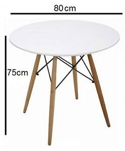 Okrúhly jedálenský stôl 80cm biely čierne nohy škandinávsky štýl | jaks