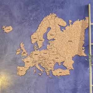 DUBLEZ | Korkový obraz mapy Európy + Štáty po anglicky