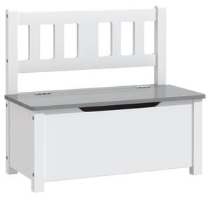 Detská úložná lavica biela a šedá 60x30x55 cm MDF