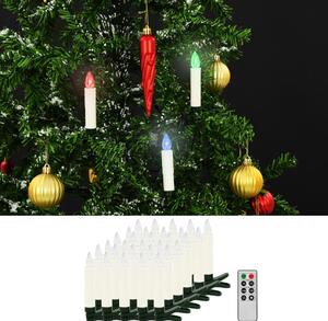 Vianočné bezdrôtové LED sviečky s diaľkovým ovládaním 30 ks RGB