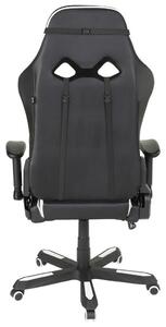 HERNÁ STOLIČKA, kožený vzhľad, mikrovlákno, čierna, biela Xora - Kancelárske stoličky