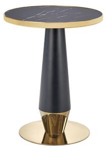 Halmar MOLINA stôl okrúhly, čierny mramor/čierny/zlatý