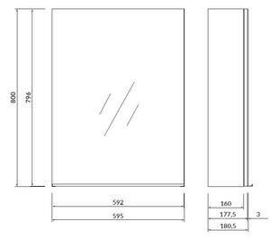 Cersanit - VIRGO zrkadlová závesná skrinka 60cm, biela-chróm, S522-013