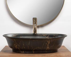 Rea ROMA Marble umývadlo na dosku, 55 x 39 cm, čierny vzor, REA-U5609