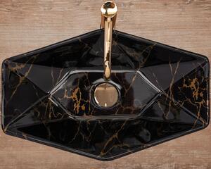 Rea Vegas Marble Black umývadlo, 57 x 37 cm, čierna lesklá, REA-U5603