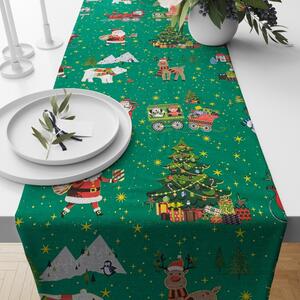 Ervi bavlnený behúň na stôl - Vianočný vzor zelený