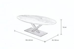 Wooded Jedálenský stôl London ROUNDED z masívu DUB 220x90x76cm