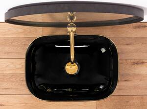 Rea Belinda umývadlo, 47 x 34 cm, čierna lesklá/zlatý okraj, REA-U8796