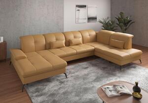 SEDACIA SÚPRAVA, textil, koža, kari žltá Sit & More - Sedačky, Online Only