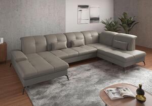 SEDACIA SÚPRAVA, textil, koža, sivá Sit & More - Sedačky, Online Only