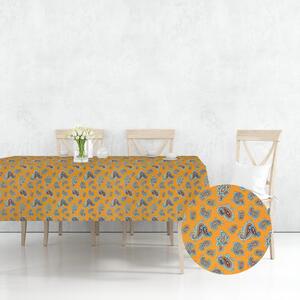 Ervi bavlnený obrus na stôl štvorcový - turecké uhorky na oranžovom
