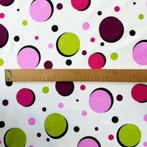 Ervi bavlna š.240 cm - farebné kruhy zelené a ružové - 5479-4