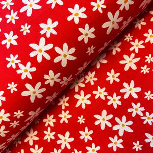 Ervi bavlna š.240 cm - kvetinky na červenom - 26186-20, šírka 240cm, metráž