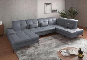 SEDACIA SÚPRAVA, textil, koža, sivomodrá Sit & More - Sedačky, Online Only