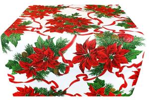 Vianočný behúň na stôl Vianočná ruža na bielom Farba Červená Rozmery 40x100 cm