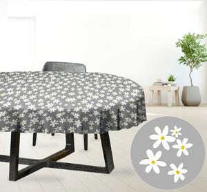Ervi bavlnený obrus na stôl oválny - kvetinky na šedom - 26186-1