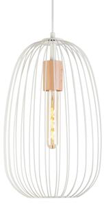 Luster na lanku OVELLA 1xE27/15W/230V, priemer 25 cm, krémová/borovica