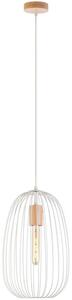 Luster na lanku OVELLA 1xE27/15W/230V, priemer 25 cm, krémová/borovica