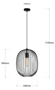 Závesný luster na lanku OVELLA 1xE27/15W/230V pr. 34 cm čierny