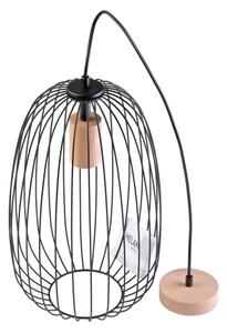 Závesný luster OVELLA na lanku 1xE27/15W/230V, priemer 25 cm, čierna/borovica