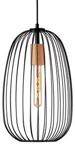 Závesný luster OVELLA na lanku 1xE27/15W/230V, priemer 25 cm, čierna/borovica