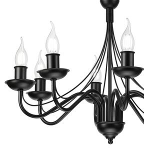 Luster na reťazi ANTON 8xE14/60W/230V čierna