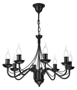 Luster na reťazi ANTON 8xE14/60W/230V čierna