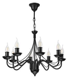Luster na reťazi ANTON 8xE14/60W/230V čierna
