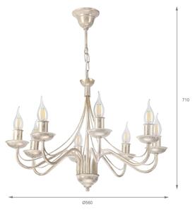 Luster na reťazi ANTON 8xE14/60W/230V biela patina