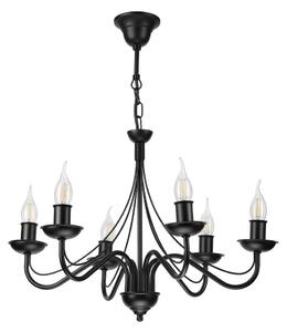 Luster na reťazi ANTON 6xE14/60W/230V čierna
