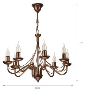 Luster na reťazi ANTON 8xE14/60W/230V bronzová
