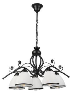Luster na reťazi RETRO 5xE27/60W/230V čierna/biela
