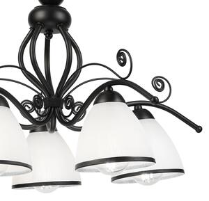 Luster na reťazi RETRO 5xE27/60W/230V čierna/biela