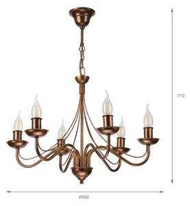 Luster na reťazi ANTON 6xE14/60W/230V bronzový