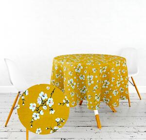 Ervi bavlnený obrus na stôl okrúhly - kvety na horčici