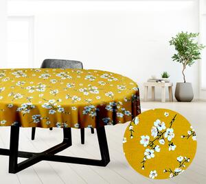 Ervi bavlnený obrus na stôl oválny - kvety na horčici