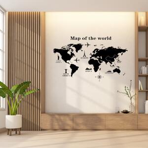 Samolepka na stenu "Mapa sveta" 120x70 cm