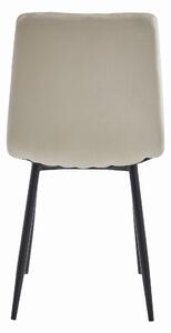 Béžová zamatová stolička LAVA s čiernymi nohami