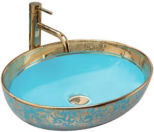 Rea Margot umývadlo, 52 x 40 cm, zlatá / modrá, REA-U8709