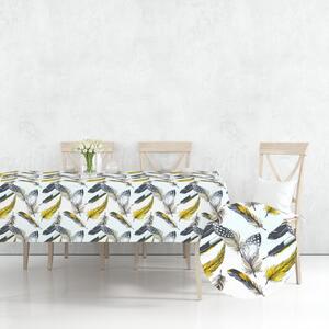Ervi bavlnený obrus na stôl obdĺžnikový - žlté a šedé perie