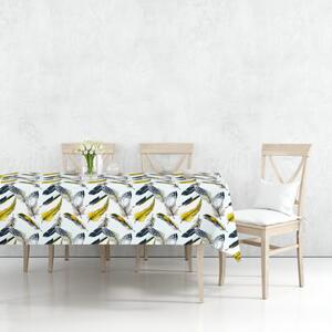 Ervi bavlnený obrus na stôl obdĺžnikový - žlté a šedé perie